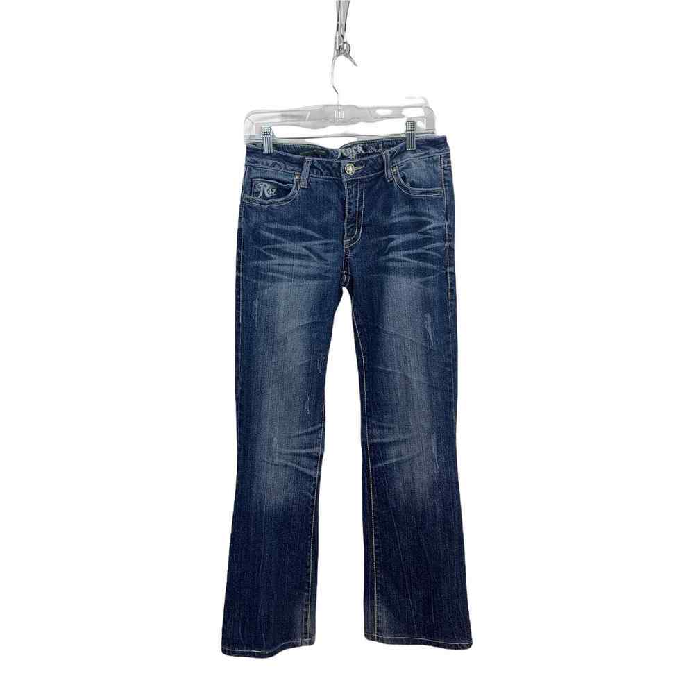 Wrangler Rock 47 Womens Jeans Ultra Low Rise Size 7/32 Back Flap Embroidered